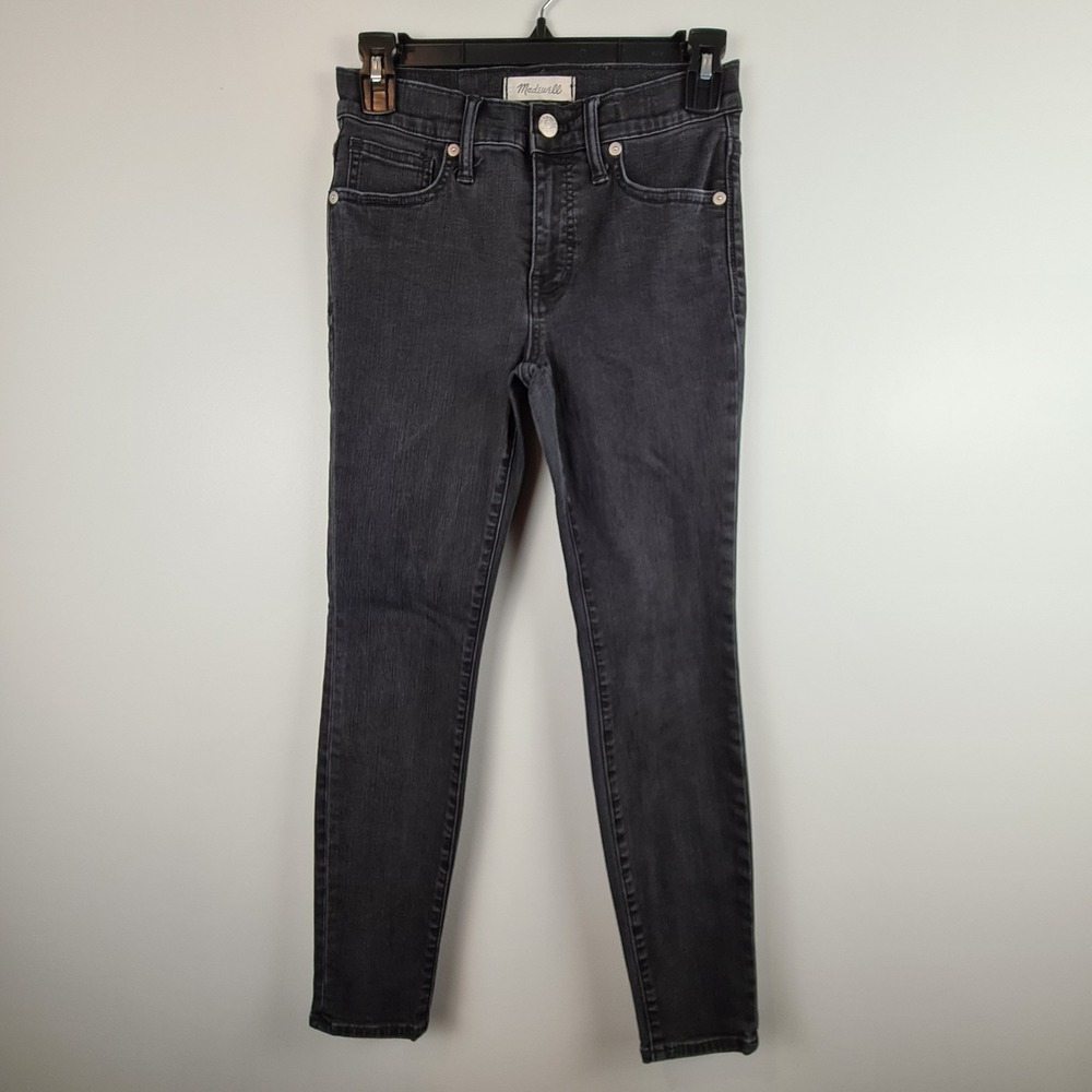 Madewell Black Denim 9" High Rise Skinny Jeans Size‎ 26S Short Stretch Zip Fly